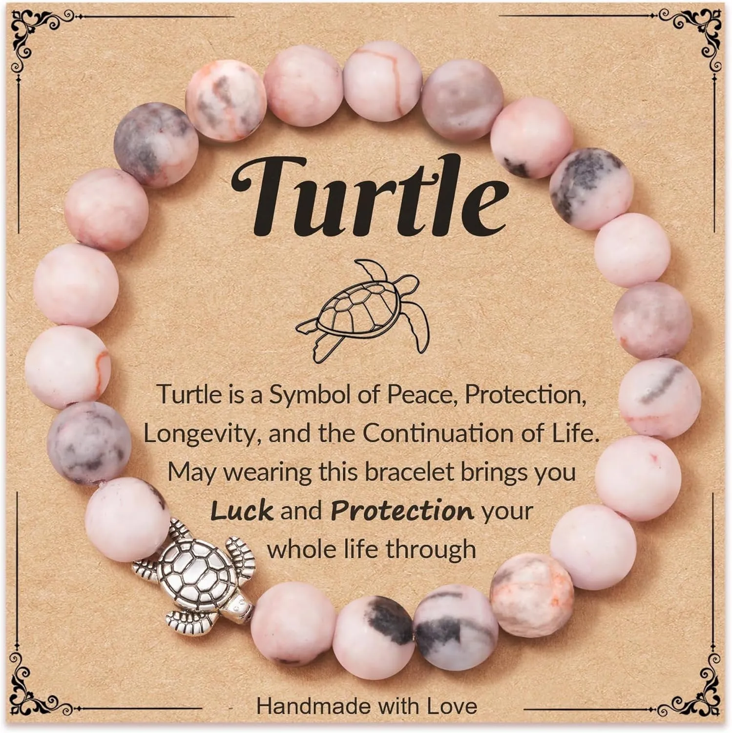 Sea Turtle Bracelet for Women 8mm Natural Stone Beaded Turtle Charm Stretch Bracelets for Men Best Friend Friendship Summer Beach Jewelry
