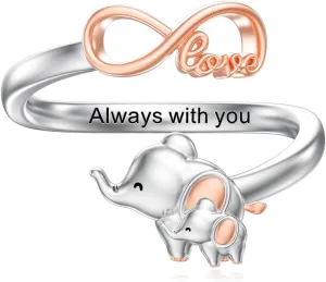 Seiyang Animal Ring 925 Sterling Silver Cute Axolotl/Dog/Elephant/Highland Cow/Koala/Panda Open Adjustable Rings Mother's Day Jewelry Gift for for Women Mom Animal Lovers