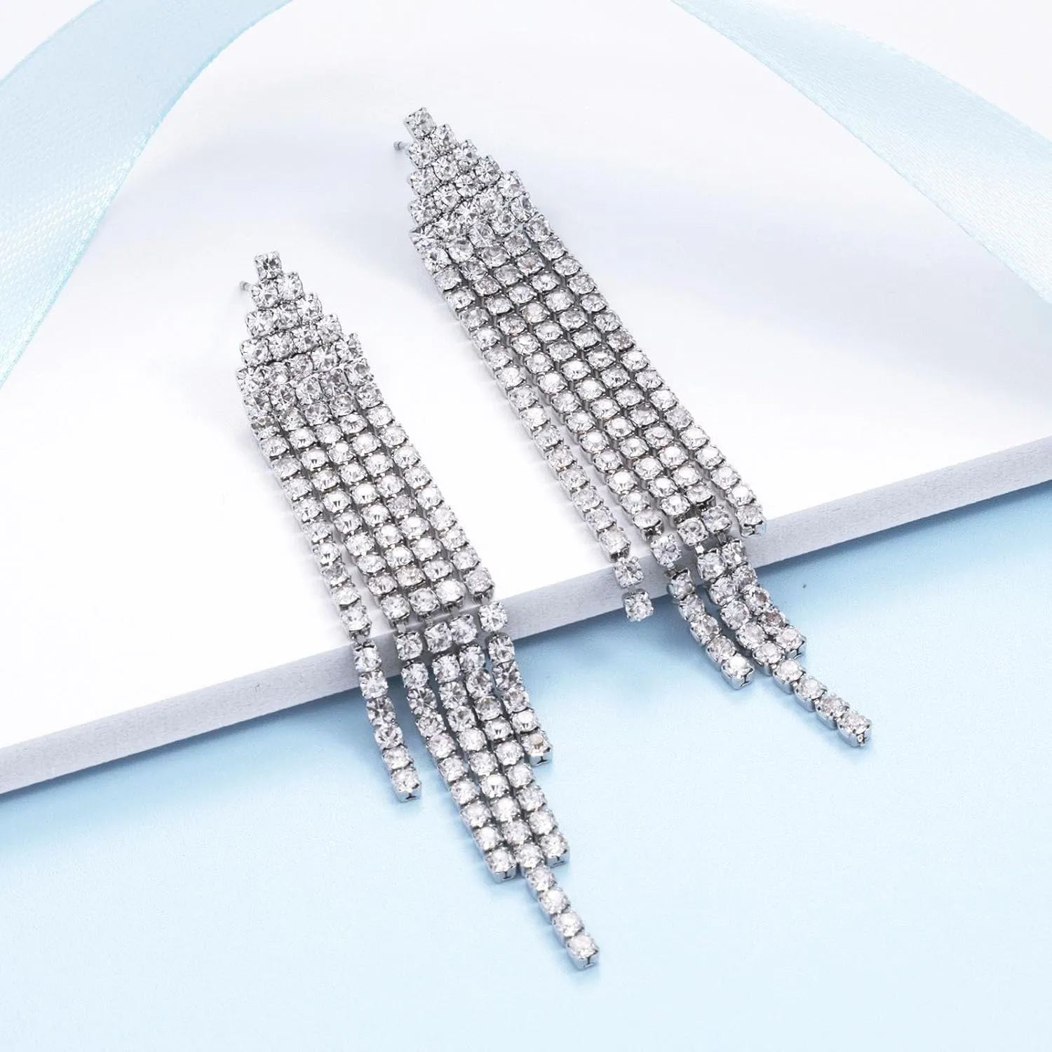 SELOVO Chandelier Tassel Dangle Linear Drop Earrings Party Jewelry Clear Austrian Crystal