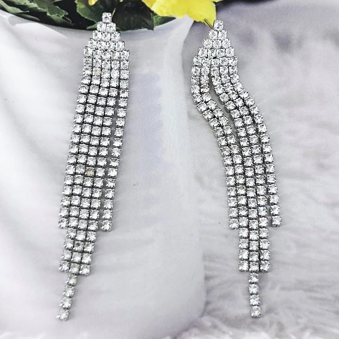 SELOVO Chandelier Tassel Dangle Linear Drop Earrings Party Jewelry Clear Austrian Crystal