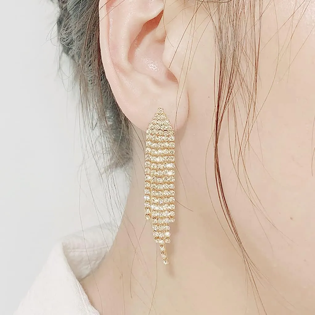 SELOVO Chandelier Tassel Dangle Linear Drop Earrings Party Jewelry Clear Austrian Crystal