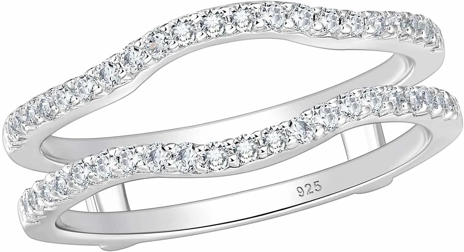 SHELOVES Curved Ring Guard Enhancer Cubic Zirconia Stack Wrap for Engagement Ring 925 Sterling Silver 5-10