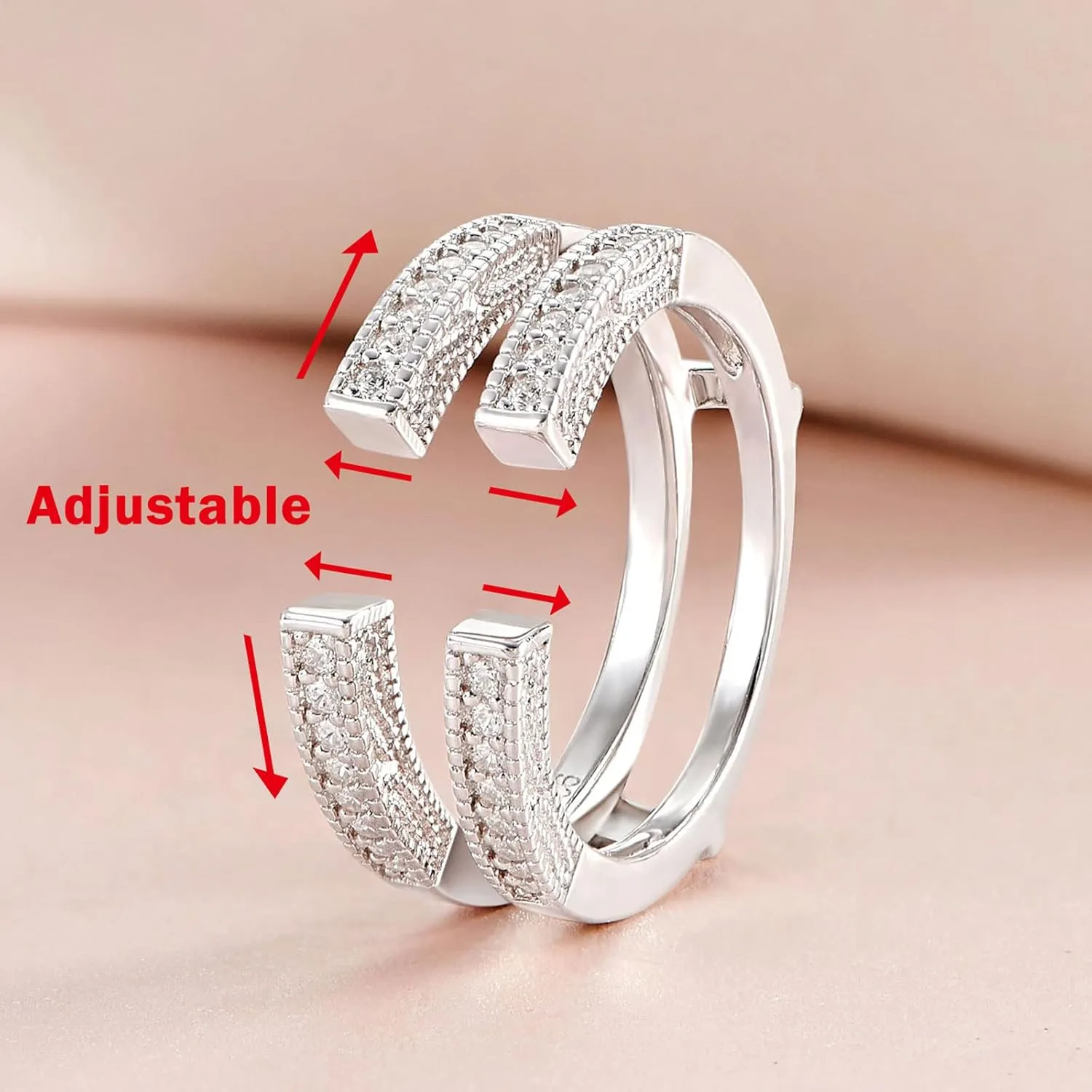SHELOVES Vintage Guard Wrap Wedding Band For Women 925 Sterling Silver Ring Enhancer for Engagement Rings 5-12