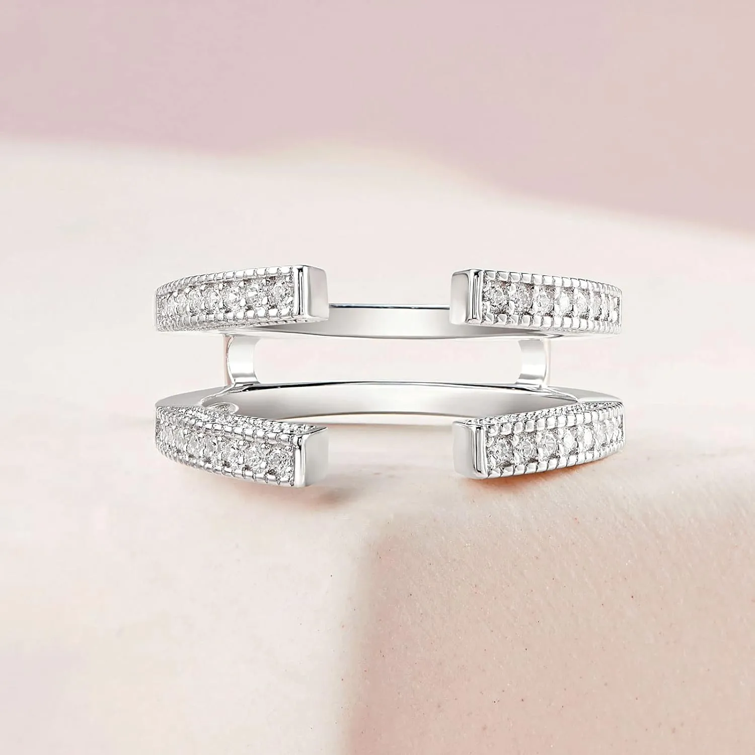 SHELOVES Vintage Guard Wrap Wedding Band For Women 925 Sterling Silver Ring Enhancer for Engagement Rings 5-12