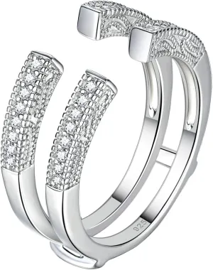 SHELOVES Vintage Guard Wrap Wedding Band For Women 925 Sterling Silver Ring Enhancer for Engagement Rings 5-12
