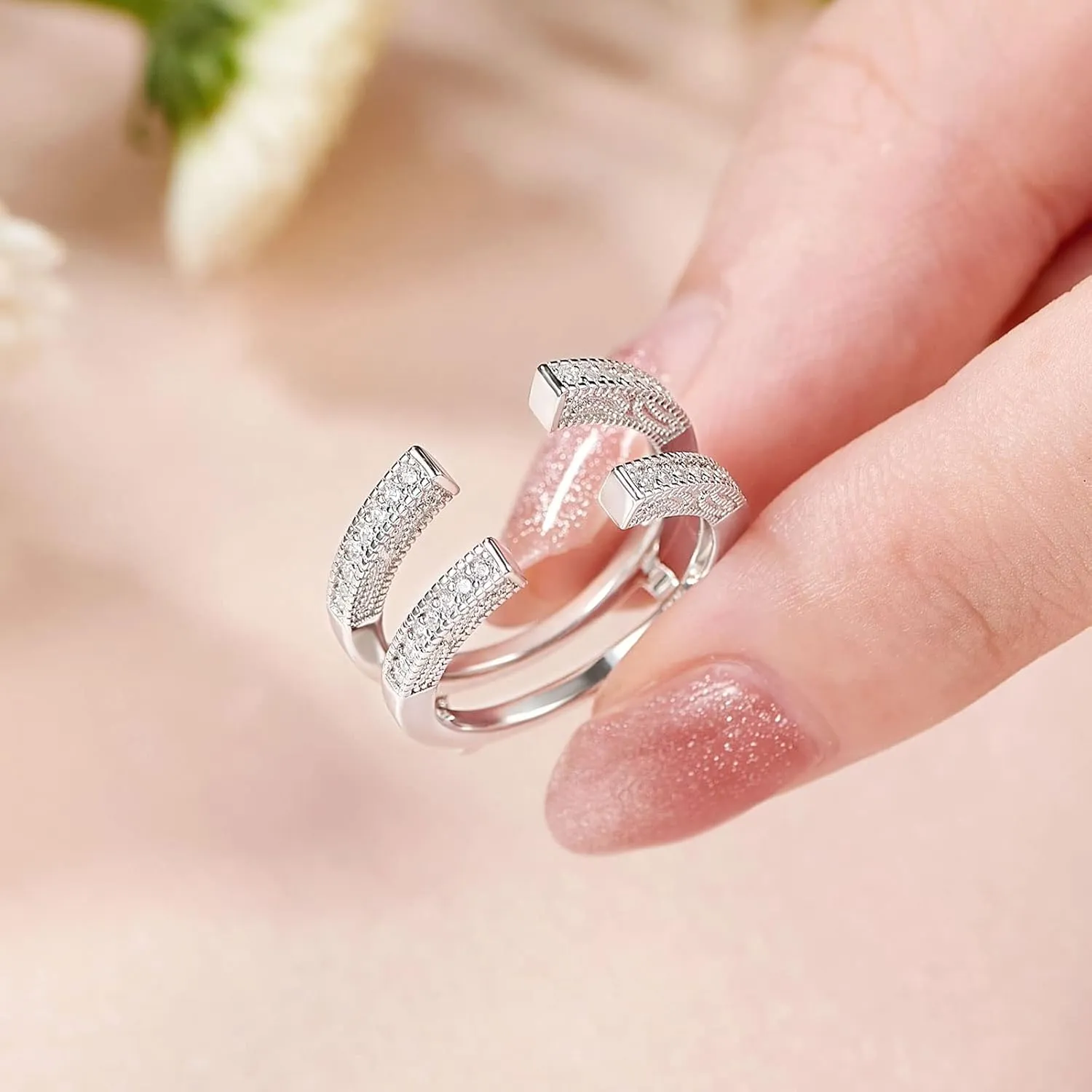 SHELOVES Vintage Guard Wrap Wedding Band For Women 925 Sterling Silver Ring Enhancer for Engagement Rings 5-12