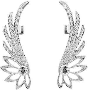Silver Angel Wings Ear Cuff EarringsCrystal Angel Wings Crawler Climber Cuff Earrings for Women Christmas Gifts (A)