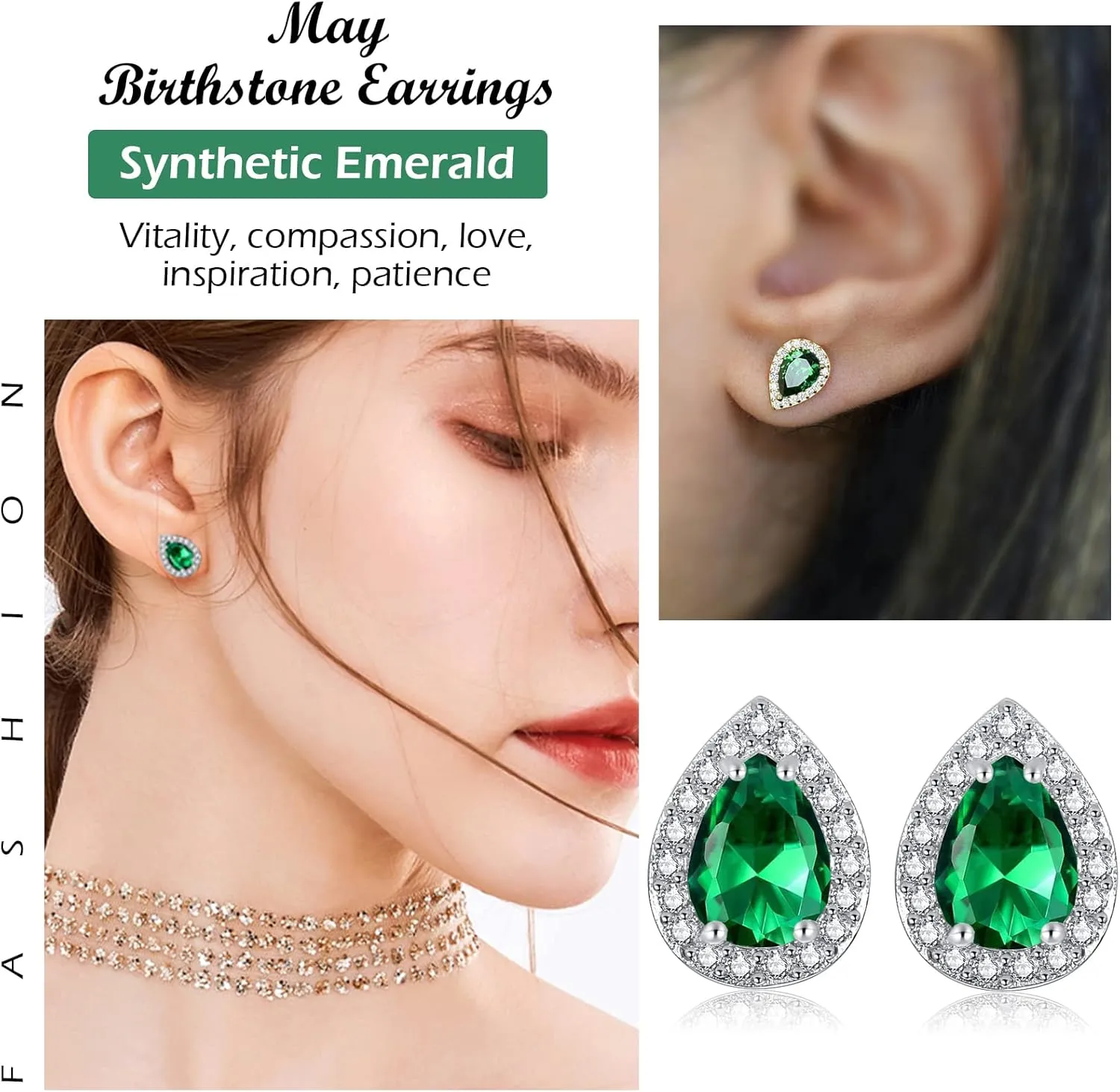 Silver Birthstone Teardrop Stud Earrings for Women, Faux Diamond Halo Bridal Earrings | 925 Sterling Silver Post Cubic Zirconia Studs Jewelry for Birthday Christmas Wedding Gifts