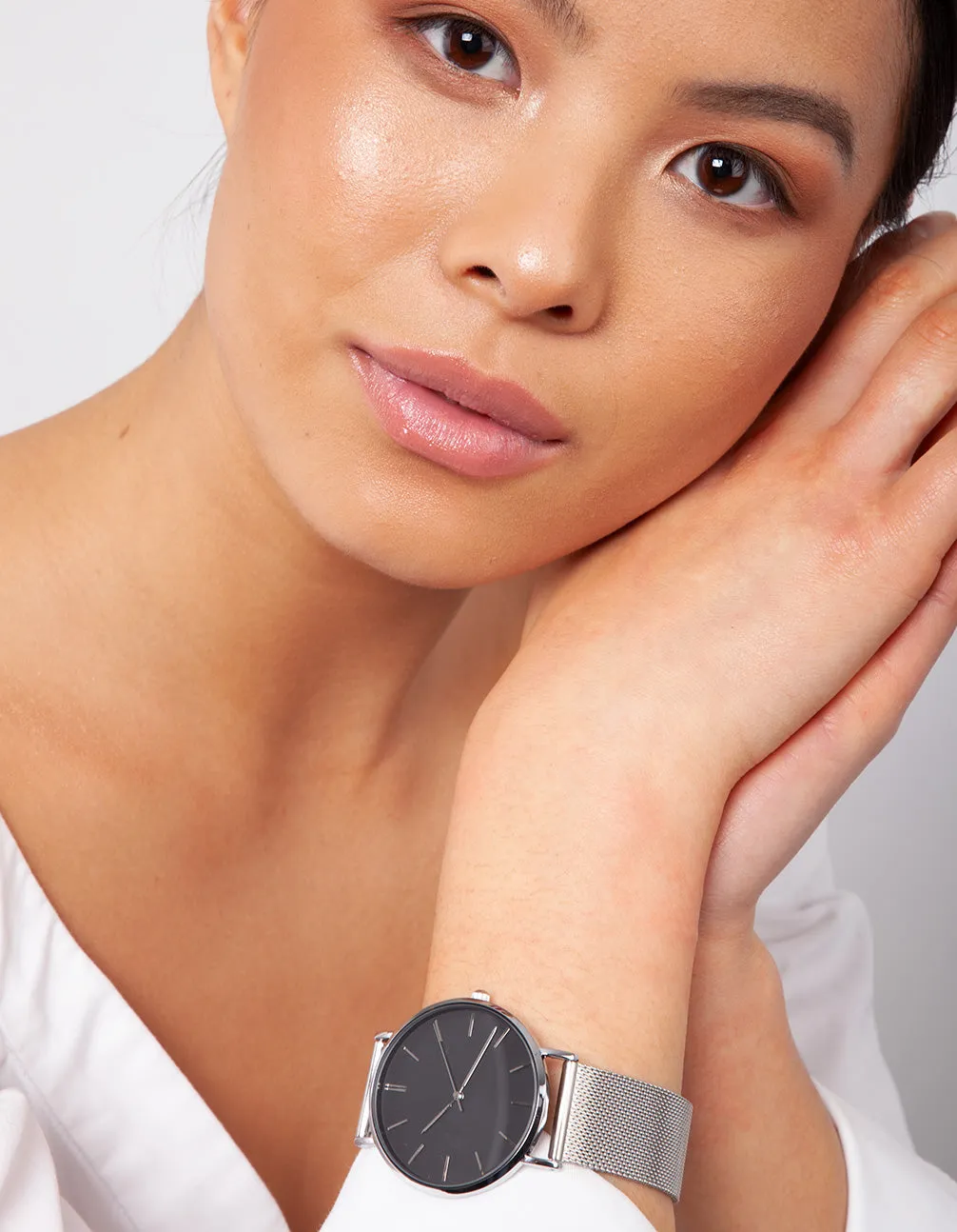 Silver Black Minimal Watch