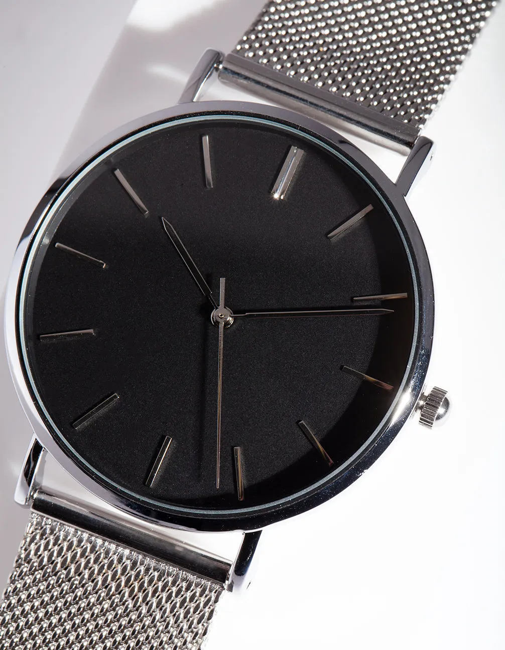Silver Black Minimal Watch
