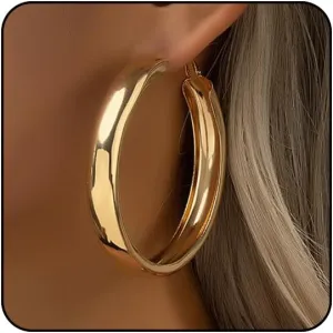 SilverTwist Lightweight Thick Hypoallergenic Hoop Earrings for Women