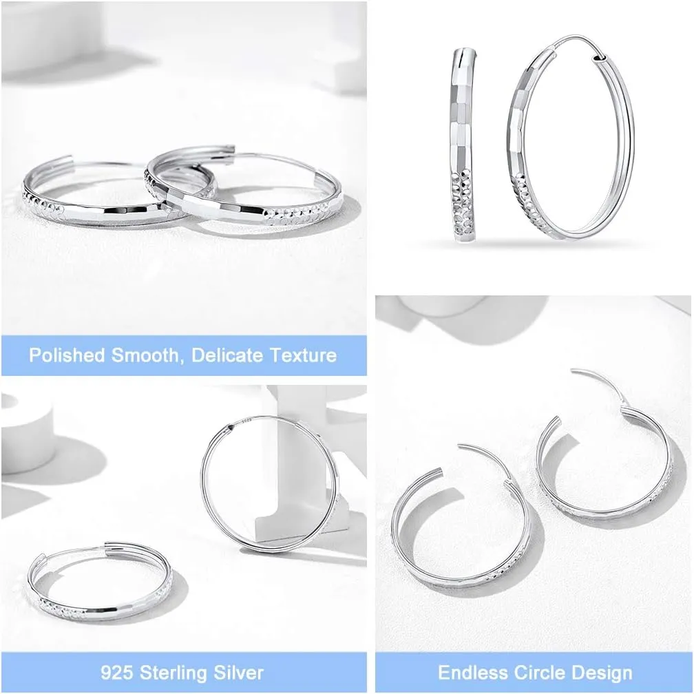 Silvora Silver Hoop Earrings for Women 925 Sterling Silver Hoop Earrings Hypoallergenic Large Silver Hoop Earrings Lightweight Silver Hoop Earrings for Women Girls 20/30/50/70MM