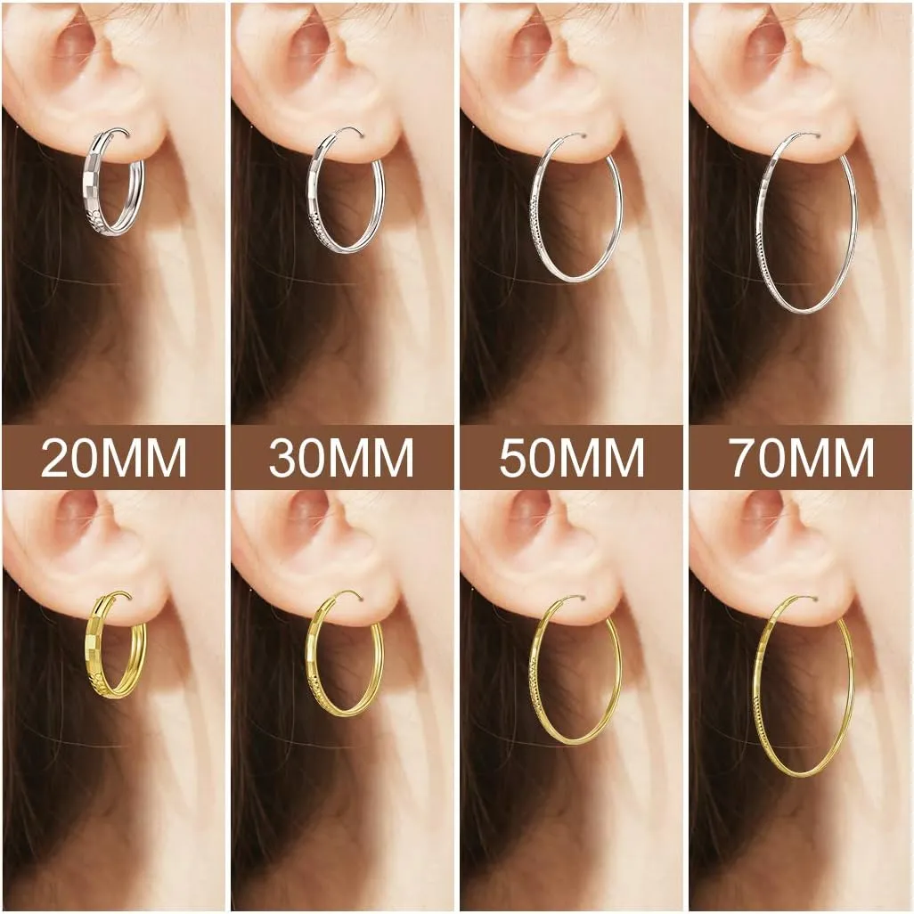 Silvora Silver Hoop Earrings for Women 925 Sterling Silver Hoop Earrings Hypoallergenic Large Silver Hoop Earrings Lightweight Silver Hoop Earrings for Women Girls 20/30/50/70MM