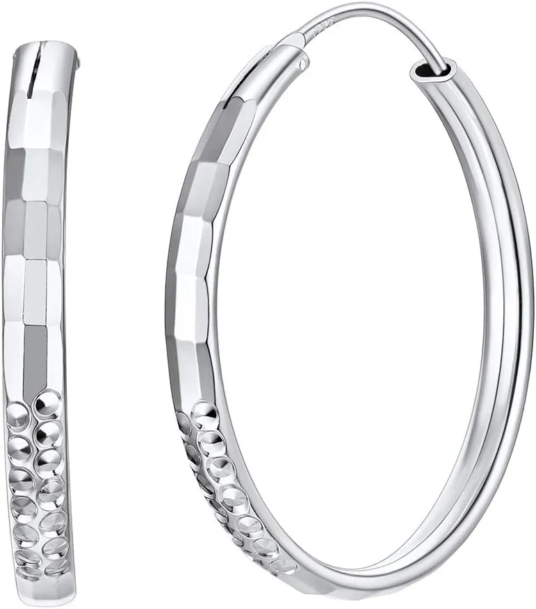 Silvora Silver Hoop Earrings for Women 925 Sterling Silver Hoop Earrings Hypoallergenic Large Silver Hoop Earrings Lightweight Silver Hoop Earrings for Women Girls 20/30/50/70MM