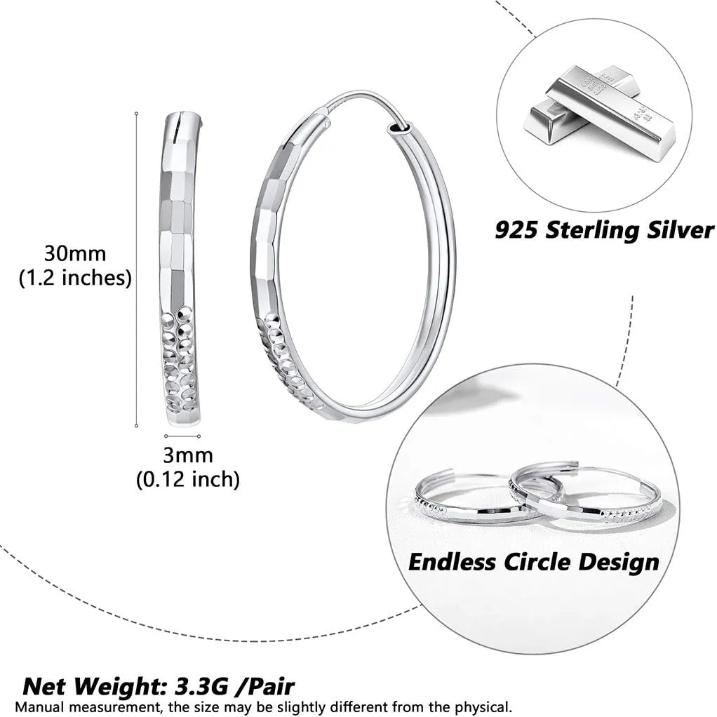 Silvora Silver Hoop Earrings for Women 925 Sterling Silver Hoop Earrings Hypoallergenic Large Silver Hoop Earrings Lightweight Silver Hoop Earrings for Women Girls 20/30/50/70MM