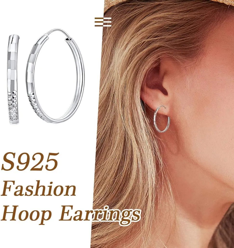 Silvora Silver Hoop Earrings for Women 925 Sterling Silver Hoop Earrings Hypoallergenic Large Silver Hoop Earrings Lightweight Silver Hoop Earrings for Women Girls 20/30/50/70MM
