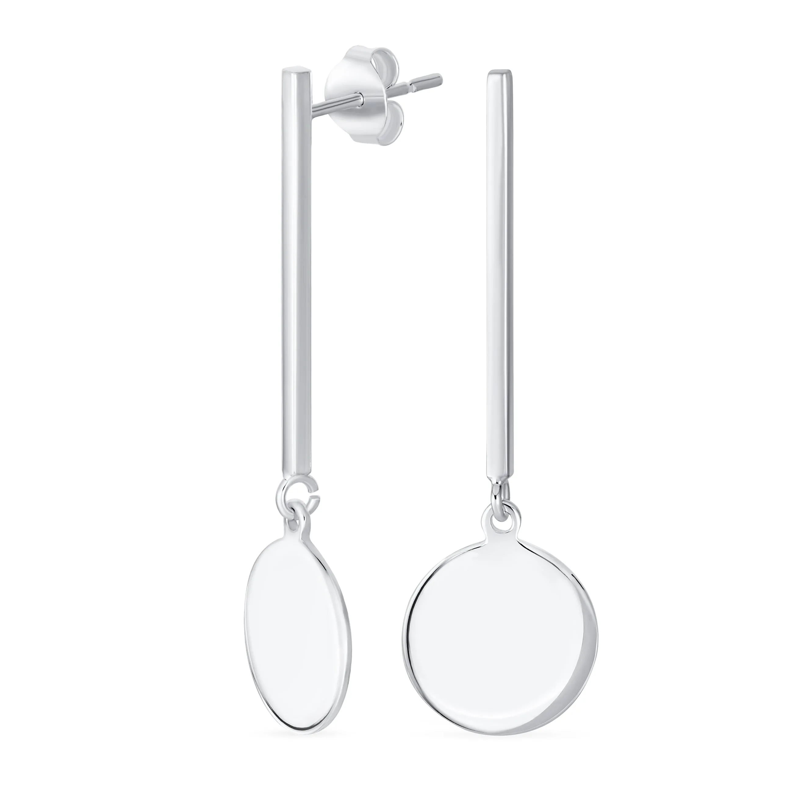 Simple Geometric Initials Monogram Dangle Earrings  Sterling Silver Circle Bar