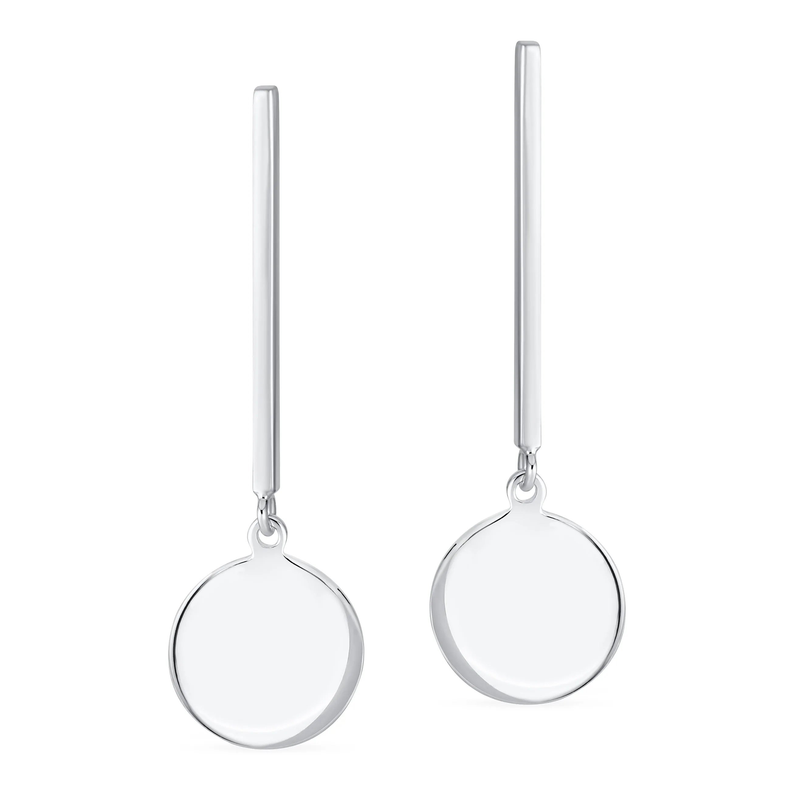Simple Geometric Initials Monogram Dangle Earrings  Sterling Silver Circle Bar