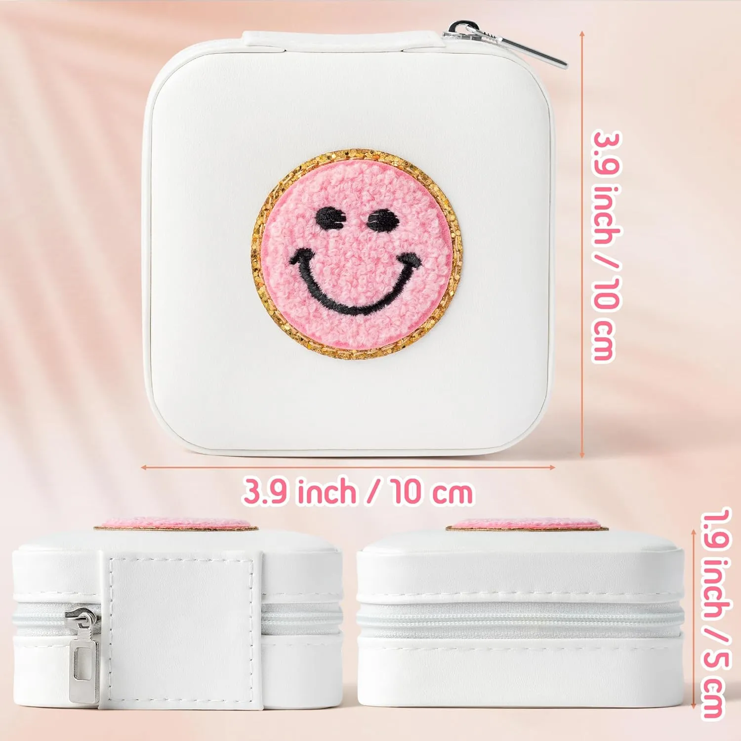 Small Preppy Travel Jewelry Case for Women Mini Jewelry Organizer for Traveling Preppy Travel Jewelry Box for Ring Earring Necklace Bracelet Pendant Gift for Mom Lovers