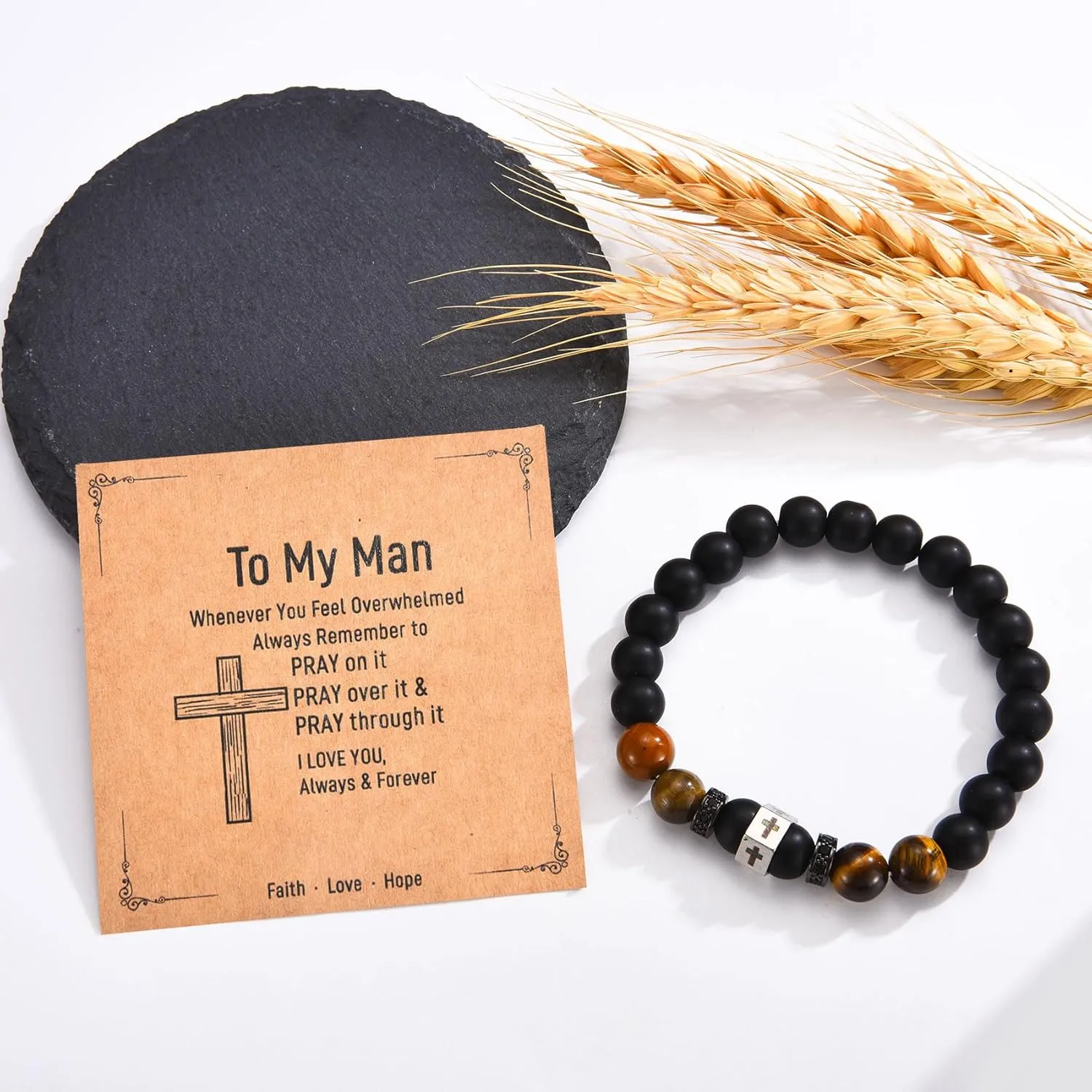 SNORSO To Mens Gifts Bead Bracelet for Son, Grandson, Dad, Men - Bracelets for Grandson, Dad Bracelet, To My Man Gifts for Boyfriend Husband, To My Son Bracelet Birthday Christmas Graduation Gift