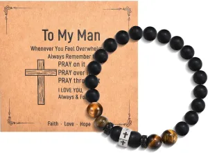 SNORSO To Mens Gifts Bead Bracelet for Son, Grandson, Dad, Men - Bracelets for Grandson, Dad Bracelet, To My Man Gifts for Boyfriend Husband, To My Son Bracelet Birthday Christmas Graduation Gift