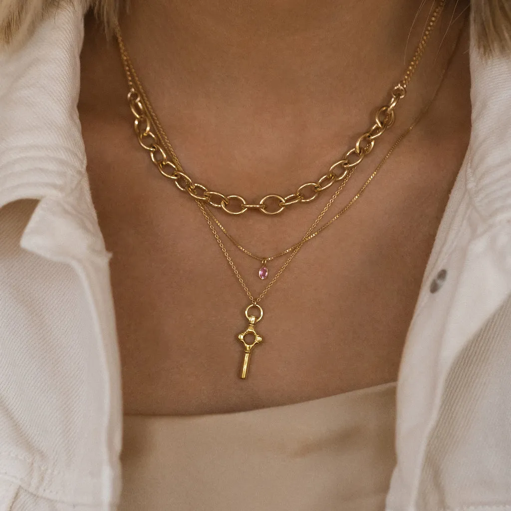 Sofia Slice Necklace  Pink Sapphire