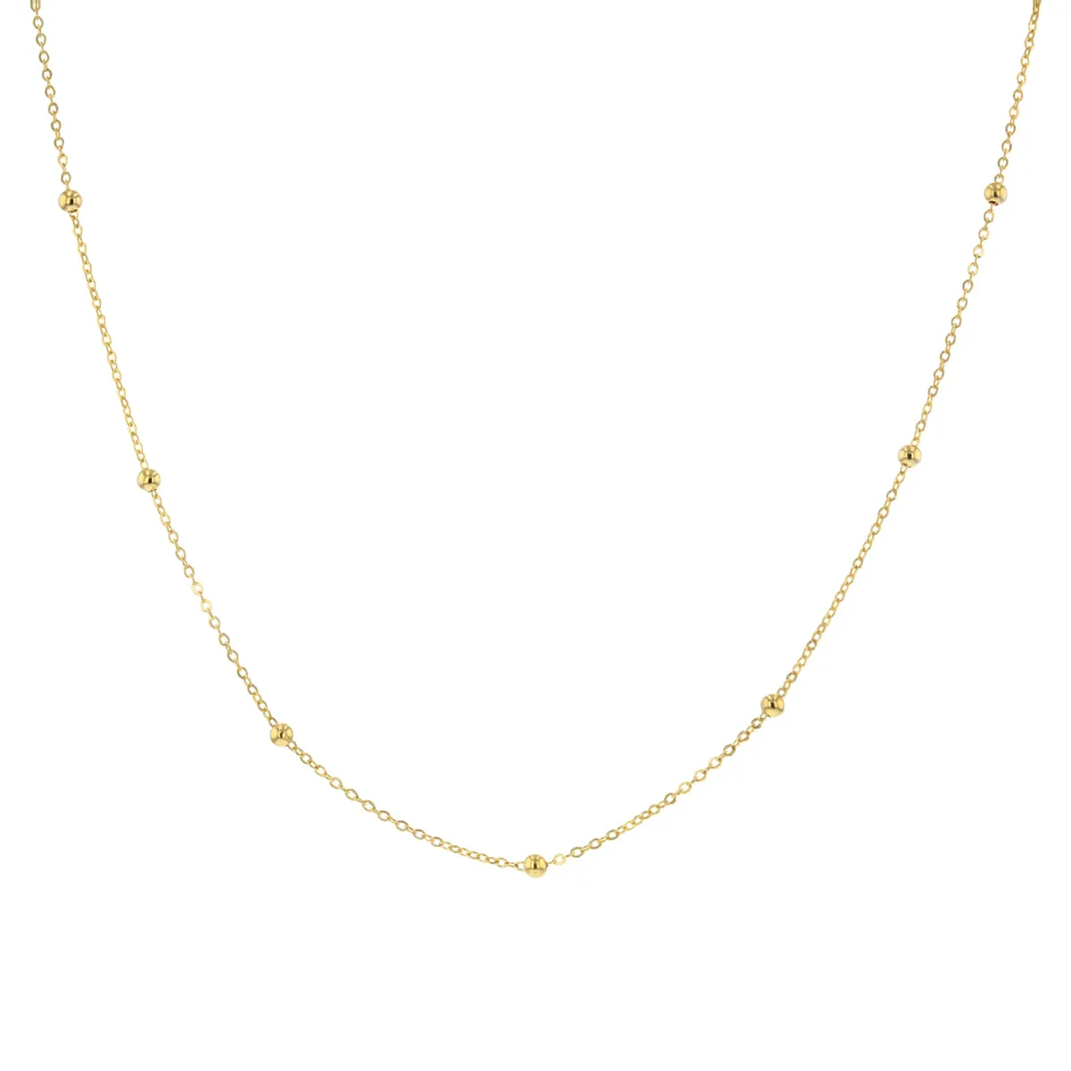 Soleil Collection Beaded Chain Necklace | 9K Solid Yellow Gold