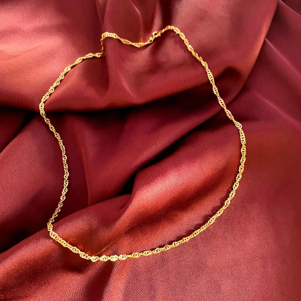 Soleil Collection Singapore Chain Necklace | 9K Solid Yellow Gold