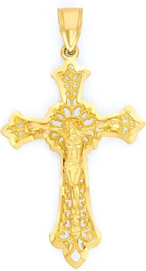 Solid 10k/14k Gold Crucifix Necklace - Christian Faith Religious Cross Jewelry