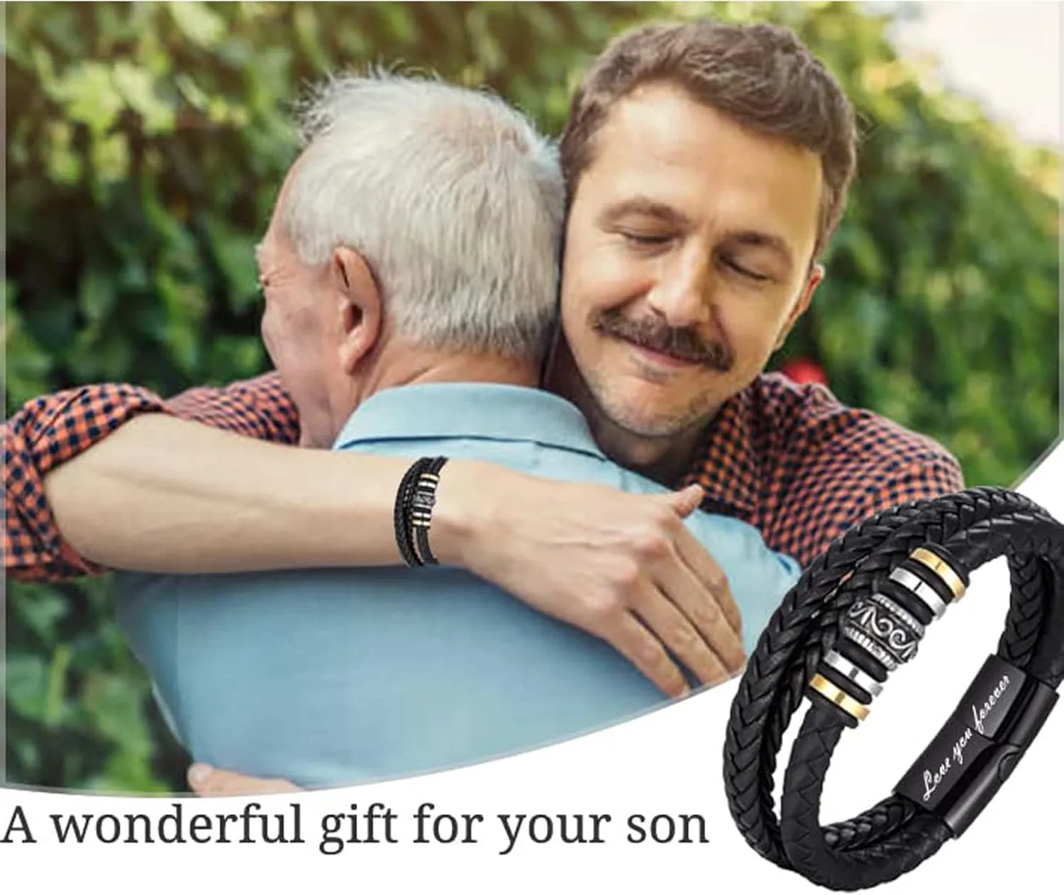 Son's Infinity Knot Bracelet, To My Son Infinity Knot Leather Bracelet From Mom Forever Linked Together Bracelets for My Son Stainless Steel Engraved Jewelry for Birthday Christmas