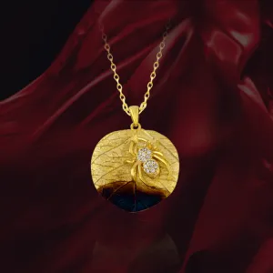 Spider on Greenbrier Leaf Ember Pendant