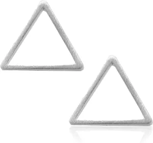Spinningdaisy Handcrafted Brushed Metal Hollow Triangle Stud Earrings