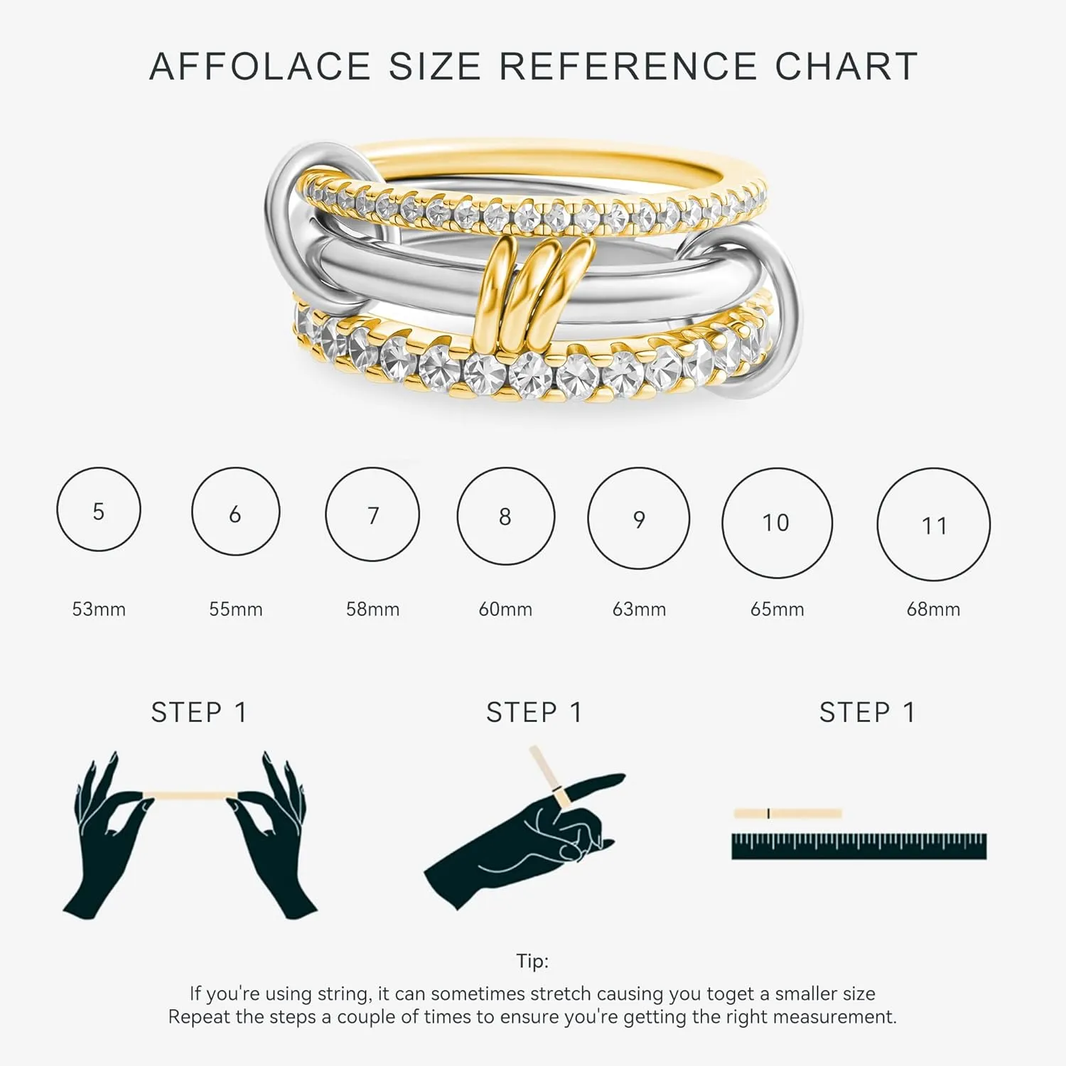 Stackable Rings for Women Non Tarnish, 14K Gold Plated Cubiz Zirconia Ring Dainty Chunky Gold Rings Silver Gold Multi Ring Mixed Metal Stacking Rings Set Gold Jewelry for Women Gifts