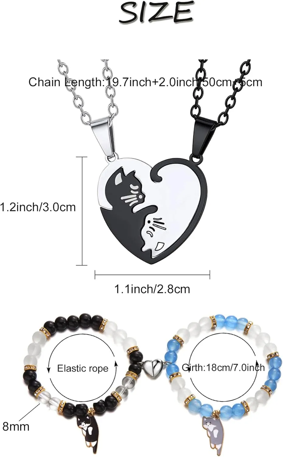 Stainless Steel His and Her Heart Lock Key Matching Puzzle Couples Pendant Necklace