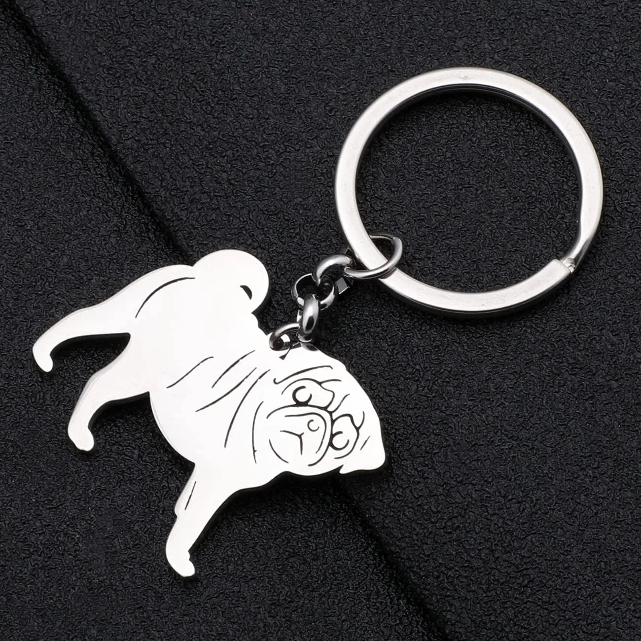 Stainless Steel Pug Dog Keychain Chihuahua Labrador Corgi Puppy Key Ring Charms Pets Gifts for Women Girls Dog Lovers