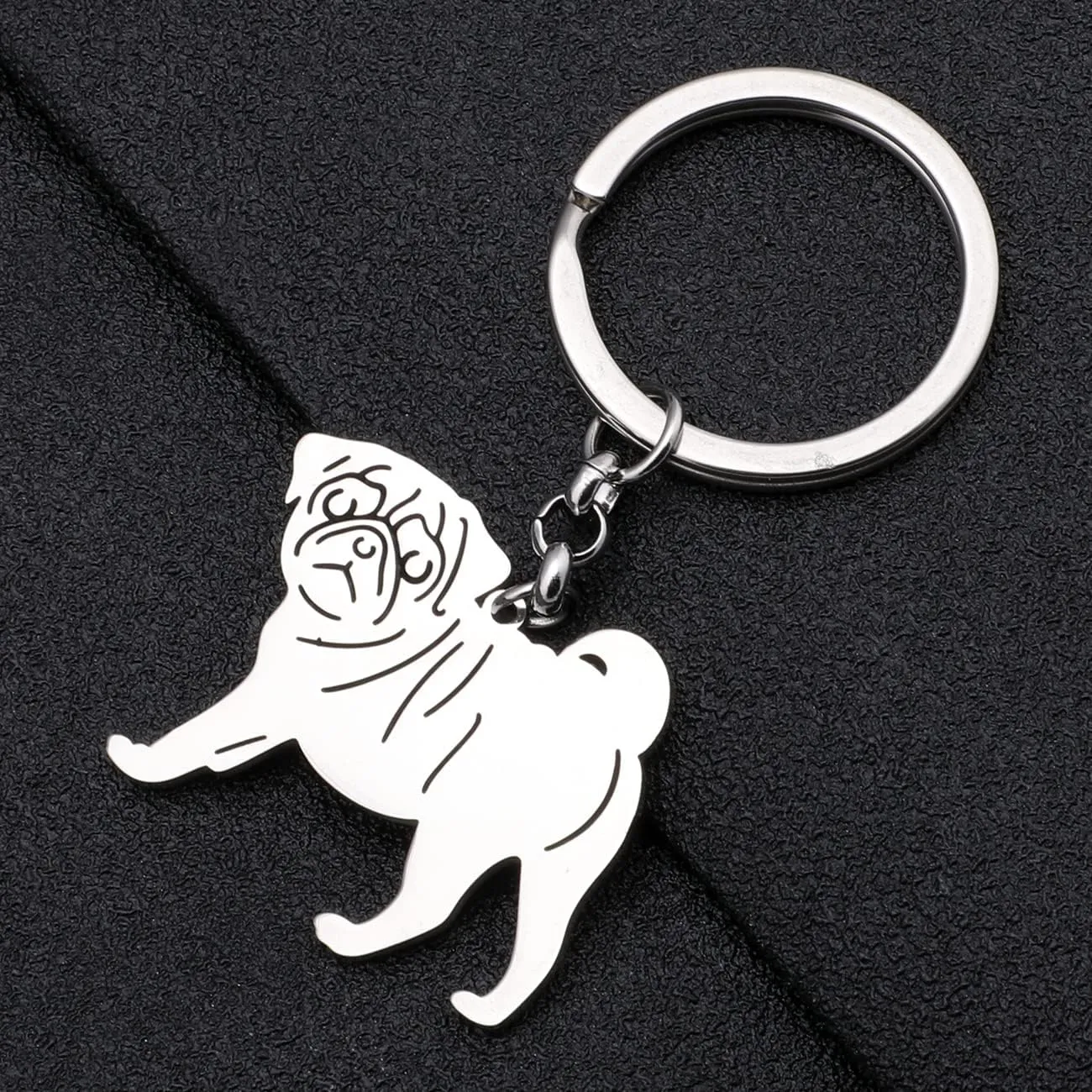 Stainless Steel Pug Dog Keychain Chihuahua Labrador Corgi Puppy Key Ring Charms Pets Gifts for Women Girls Dog Lovers