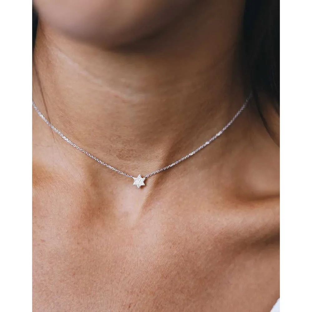 Star of David Necklace- 14K Gold with Diamond