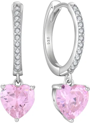 Starchenie Huggie Hoop Earrings for Women Dangle Drop Heart Earrings 925 Sterling Silver Birthstones Jewelry
