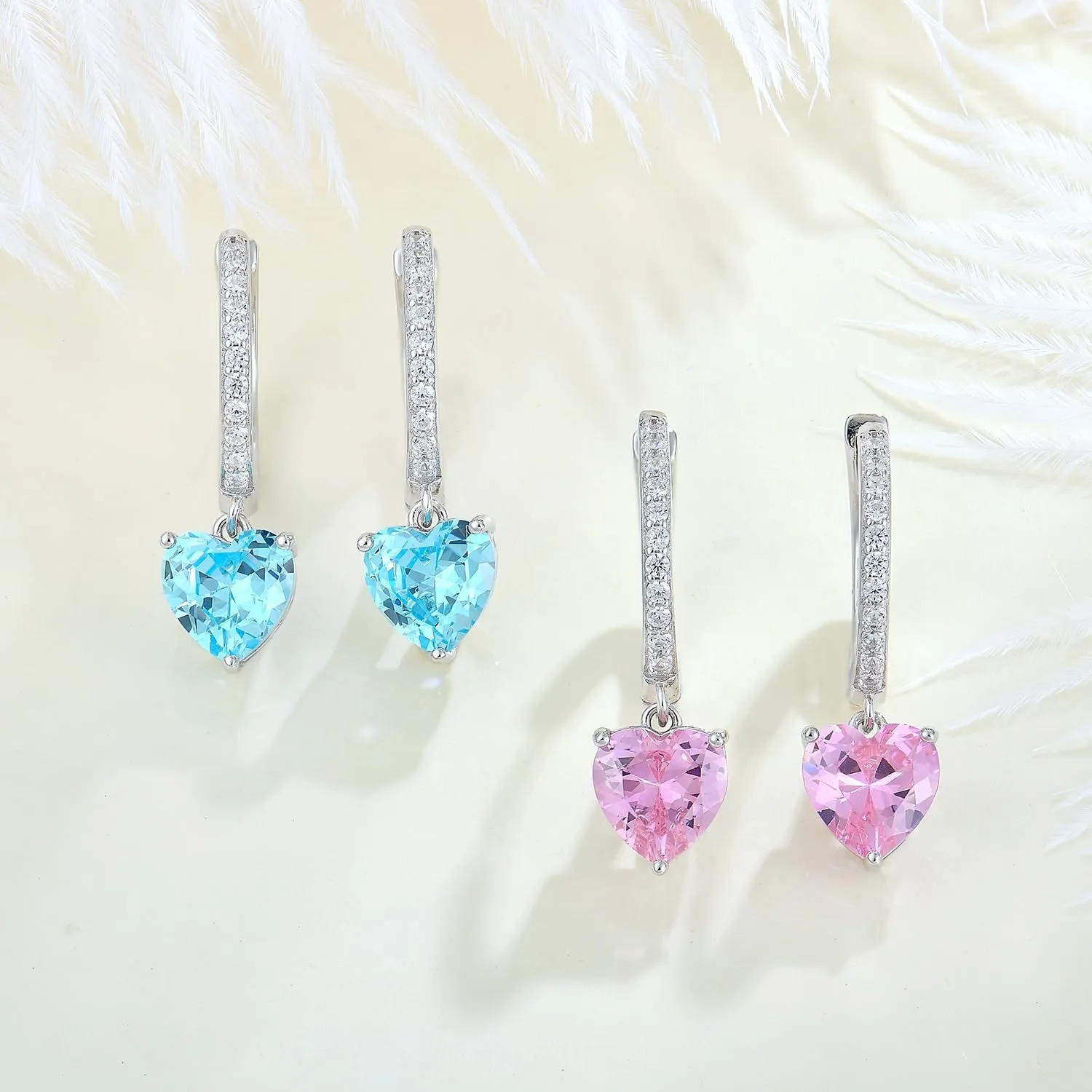 Starchenie Huggie Hoop Earrings for Women Dangle Drop Heart Earrings 925 Sterling Silver Birthstones Jewelry