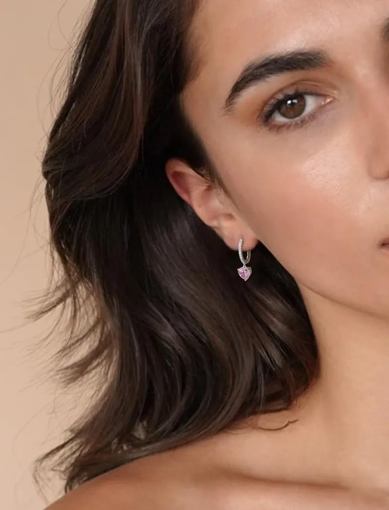 Starchenie Huggie Hoop Earrings for Women Dangle Drop Heart Earrings 925 Sterling Silver Birthstones Jewelry