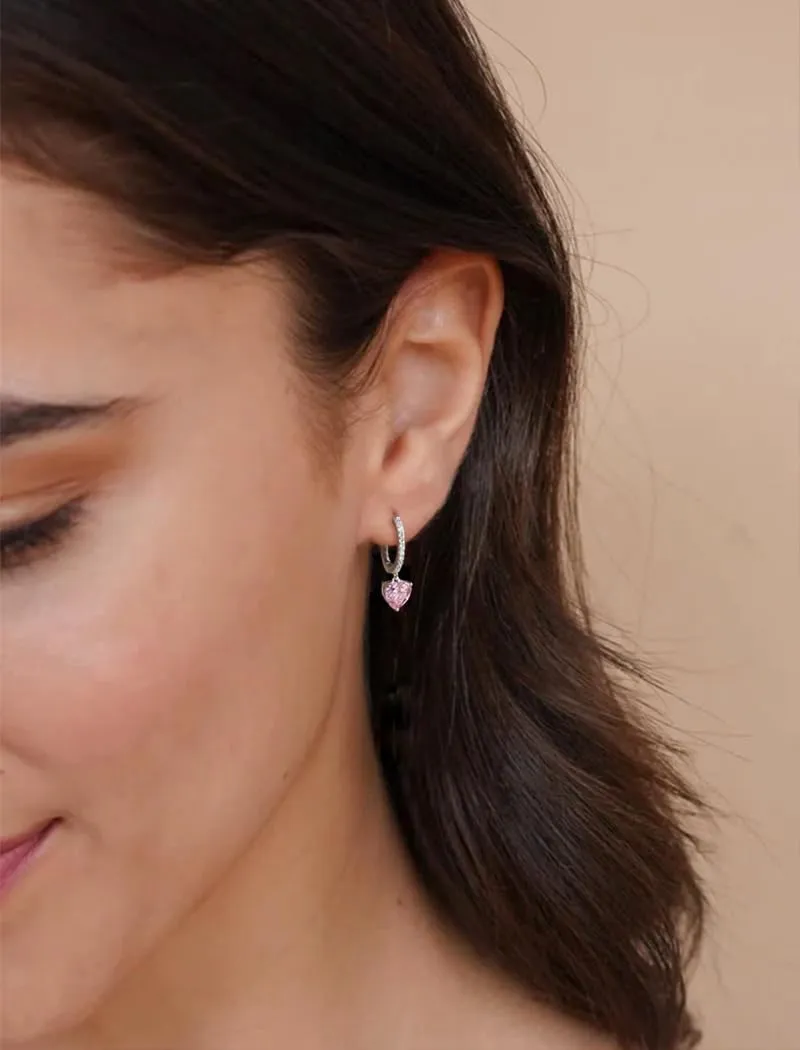 Starchenie Huggie Hoop Earrings for Women Dangle Drop Heart Earrings 925 Sterling Silver Birthstones Jewelry