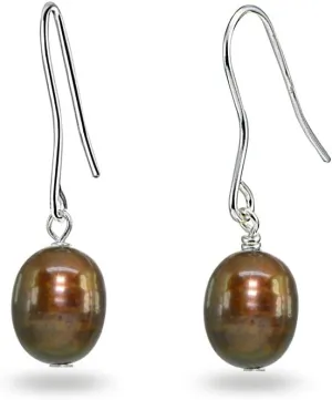 Sterling Silver Baroque Cultured Freshwater Pearl Dainty Drop Dangle Earrings