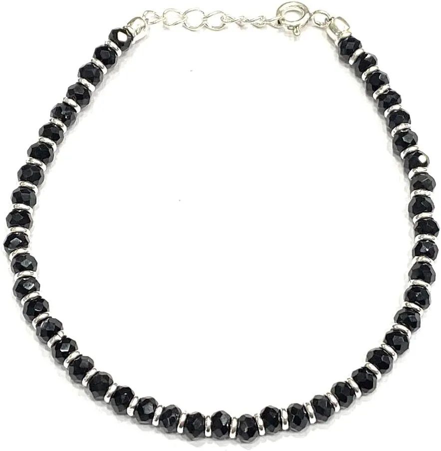 Sterling Silver Bracelet | Black Crystal | Women's Fashion | 925 Silver | Gift for Women