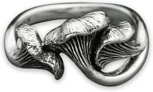 Sterling Silver Rings - Sterling Silver Chanterelle Mushroom Ring, Mushroom Silver Jewelry for Women, Recycled Silver, Womens Rings