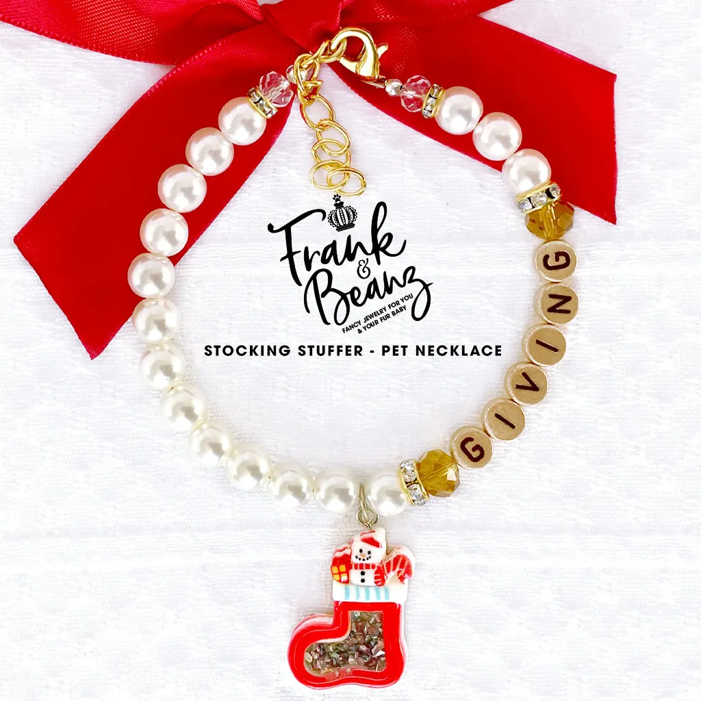 Stocking Stuffer Pearl Dog Necklace Christmas Cat Necklace Luxury Holiday Pet Jewelry