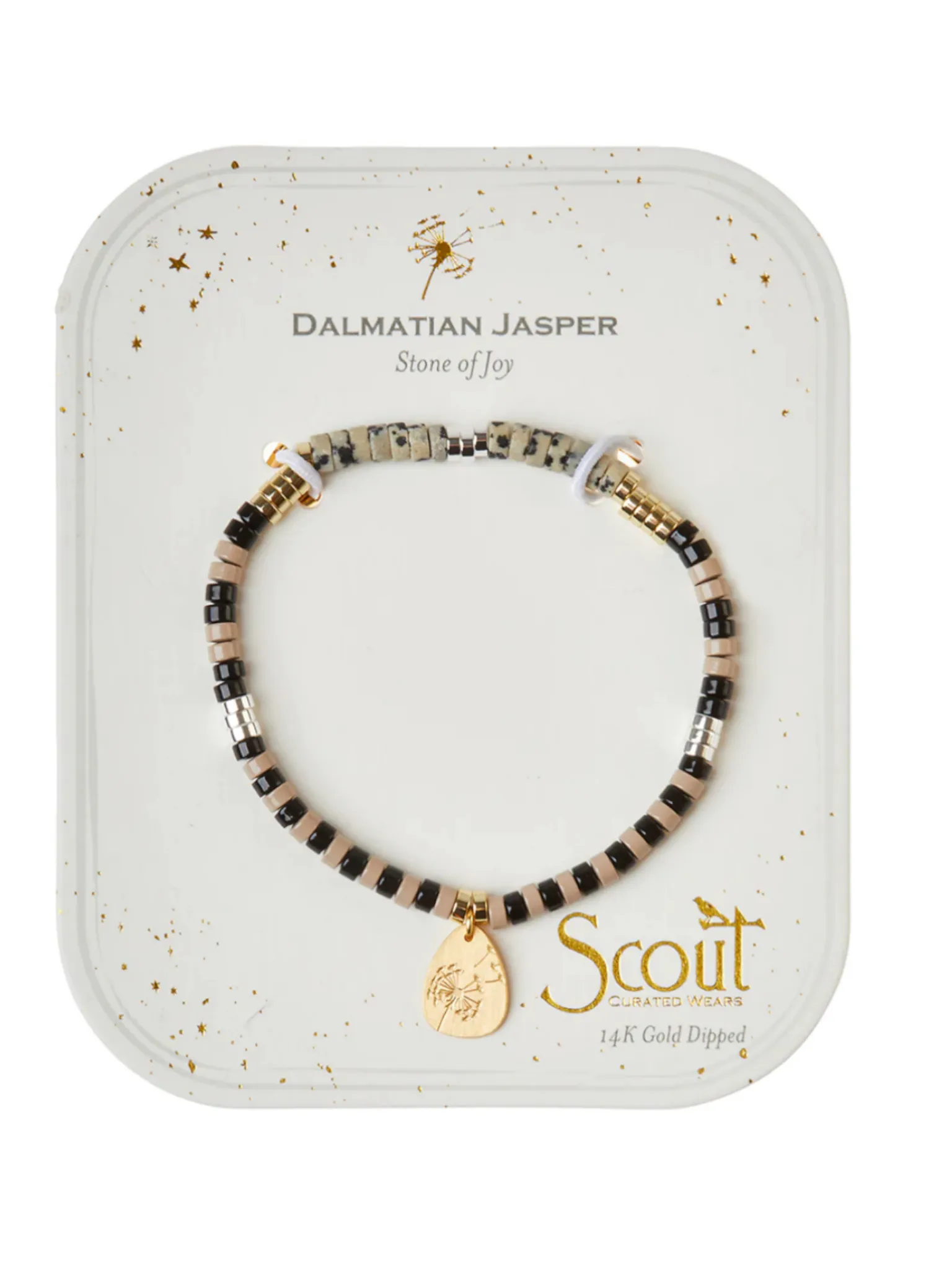 Stone Intention Charm Bracelet - Dalmatian Jasper/Gold