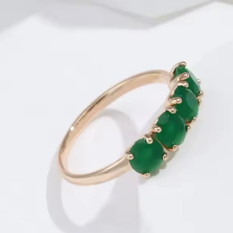 Stunning Round Natural 4 Stone Emerald 18k Gold Ring Womens Size 8 New
