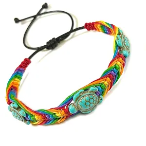 Style Gay & Lesbian LGBT Pride Braided Macrame Bracelet Bulk Rainbow Pride Parade Handmade Pride Jewelry for Men Women Wristband (A)