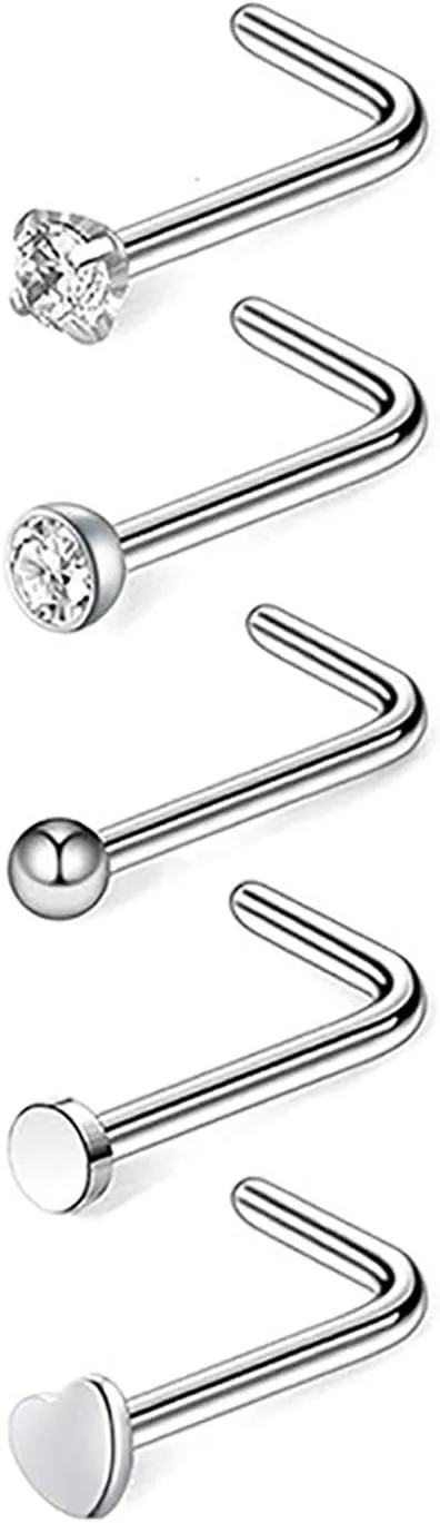 Surgical Steel Nose Septum Horseshoe Hoop Earring Eyebrow Tragus Lip Piercing Ring Set (21 Pcs)
