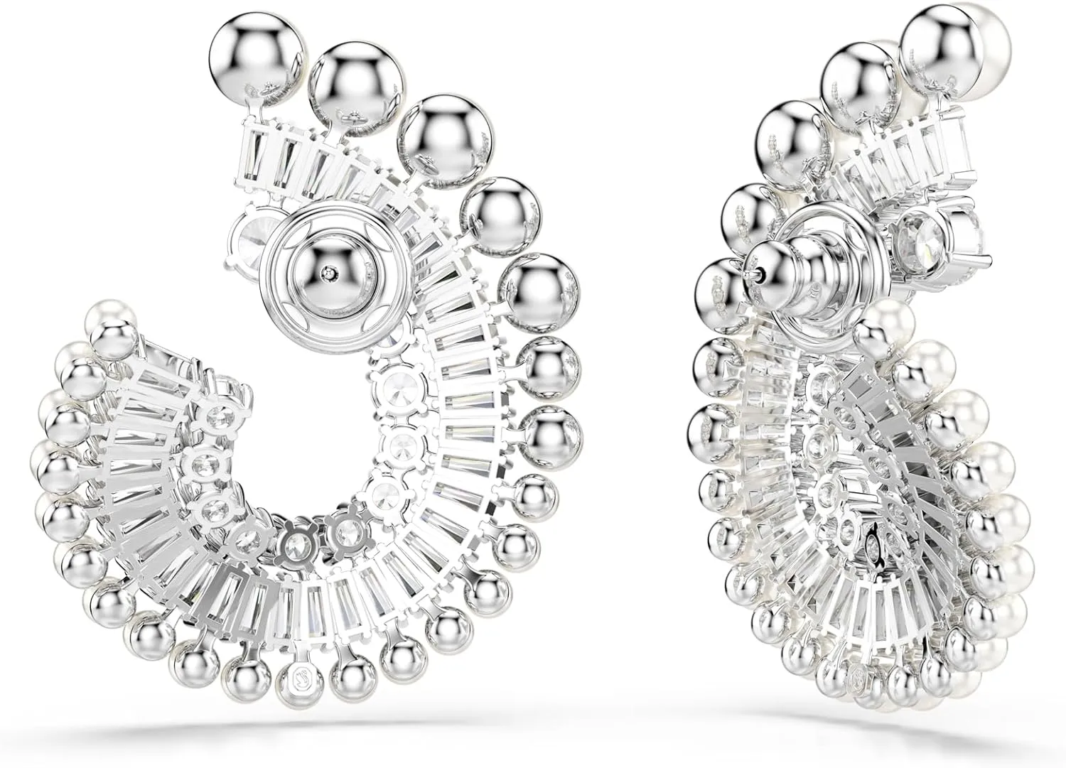 Swarovski Ariana Grande Earrings Jewelry Collection, Clear Crystal & Pearls, Rhodium Finish